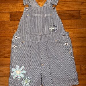 Vintage GAP Kids Striped Kids Shortalls with Floral Accents